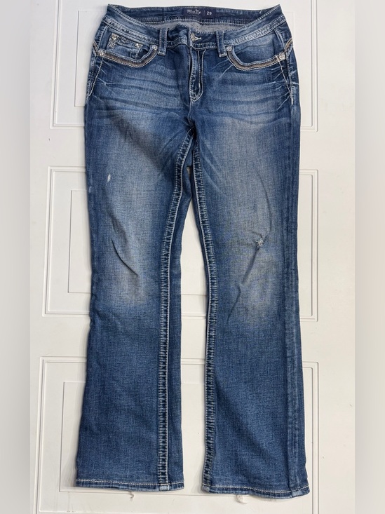 Miss Me Denim - Miss Me Women’s Sz 29 Blue Gemstone Embellished Blue Mid Rise Bootcut Jeans